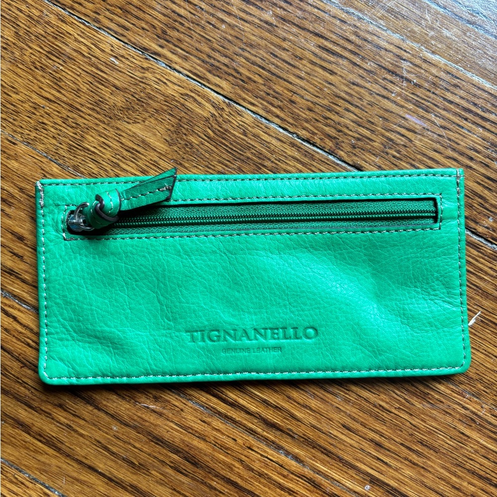 Green leather Tignanello wallet